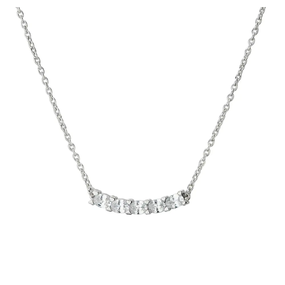 Feingliedrige Kette aus rhodiniertem Silber 925 mit 5 großen Zirkonia