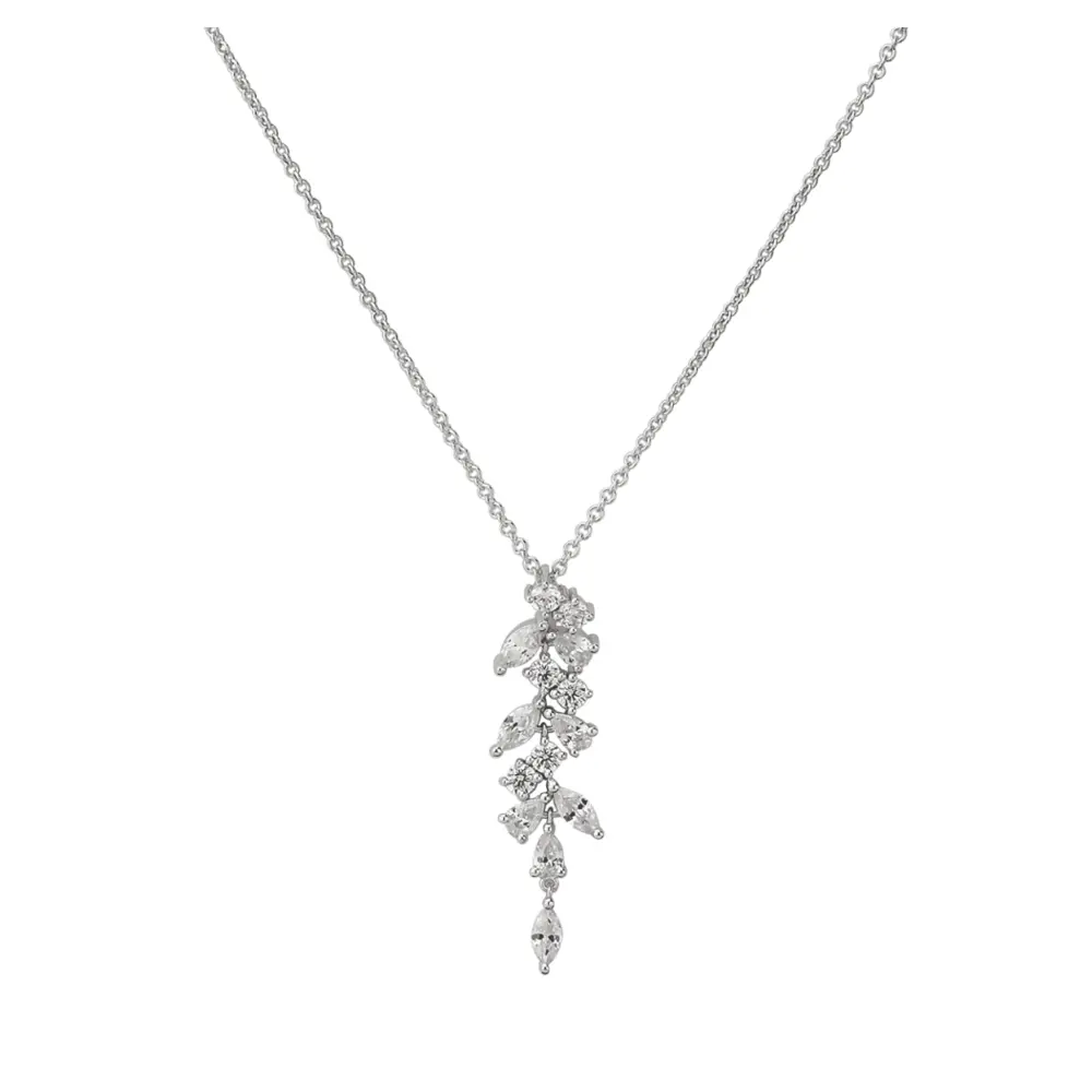 Silber 925 Kette mit Anhänger aus weißen Zirkonia und Rhodinierung