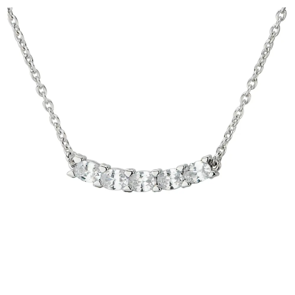 Feingliedrige Kette aus rhodiniertem Silber 925 mit 5 großen Zirkonia im Zoom