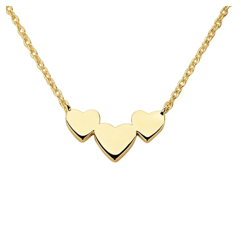 Kette aus goldplattiertem Silber 925 mit poliertem Herzmuster im Zoom
