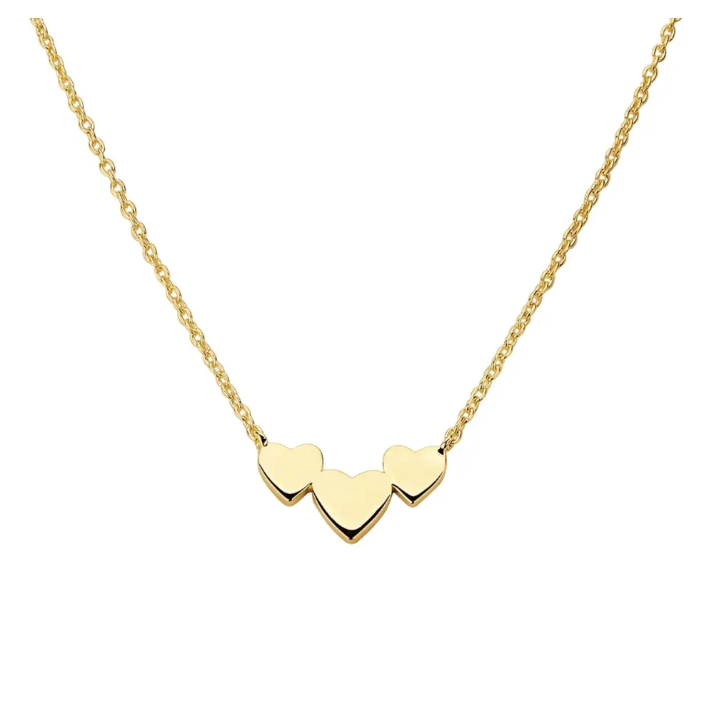 Kette aus goldplattiertem Silber 925 mit poliertem Herzmuster