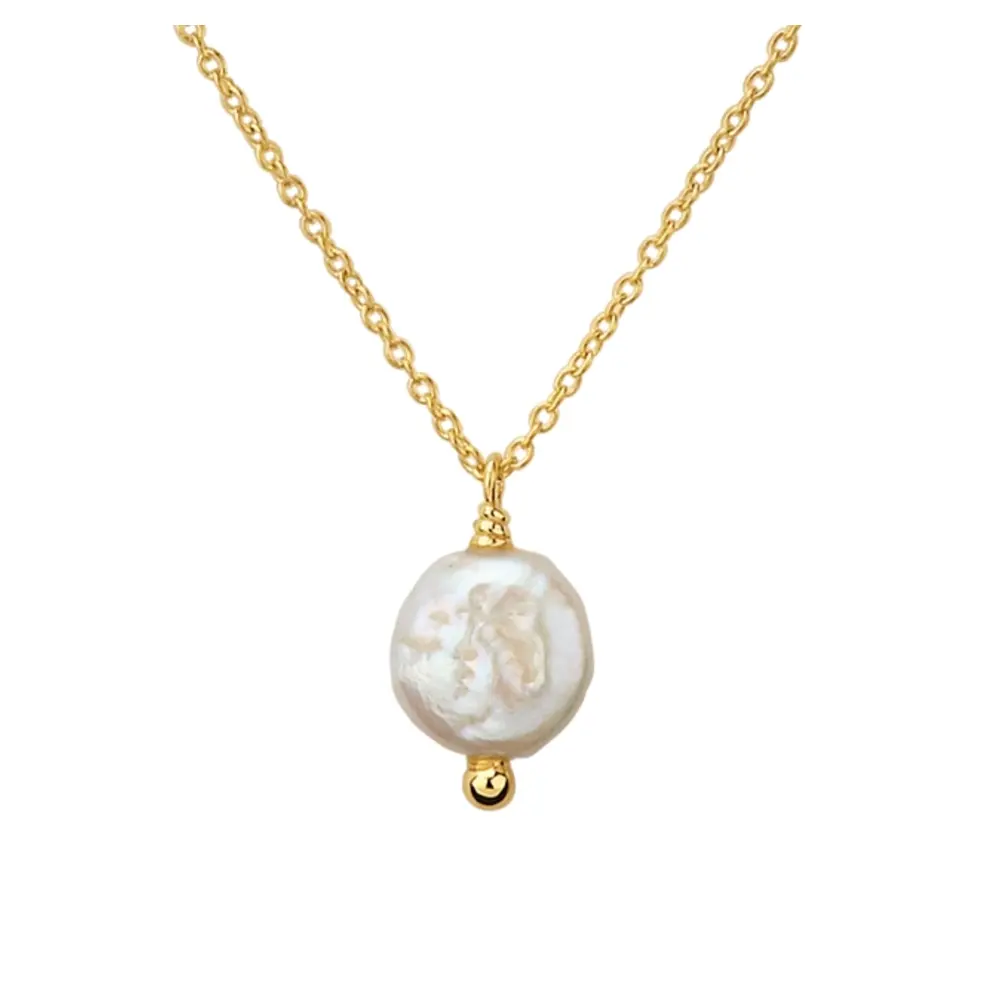 Kette aus goldplattiertem Silber 925 mit Perlmutt mit 10 mm Durchmesser im Zoom