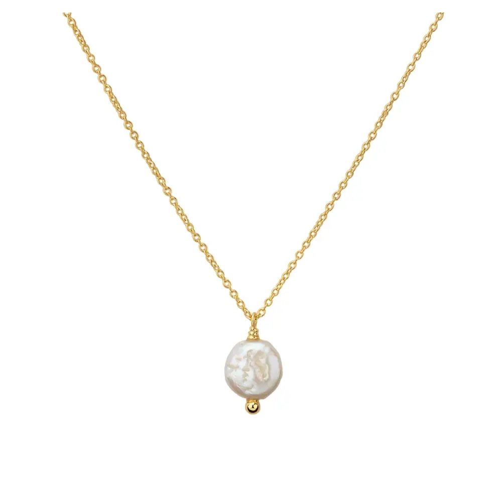 Kette aus goldplattiertem Silber 925 mit Perlmutt mit 10 mm Durchmesser