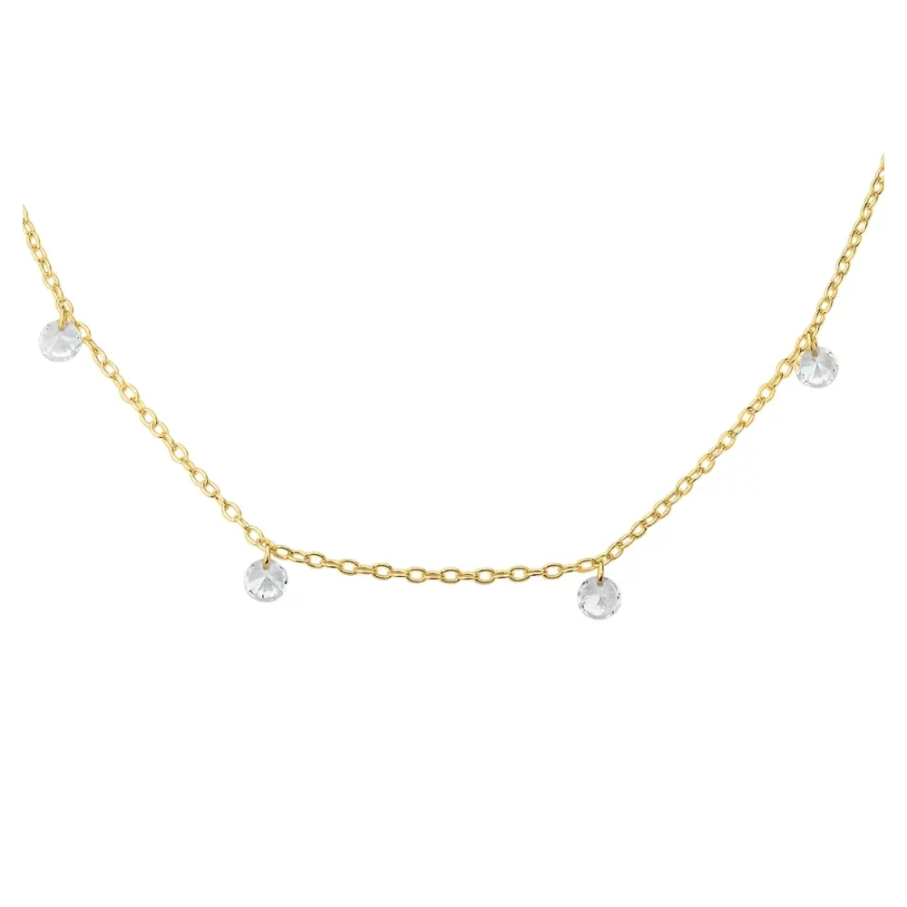 Kette aus goldplattiertem Silber 925 mit Zirkonia-Akzenten im Zoom