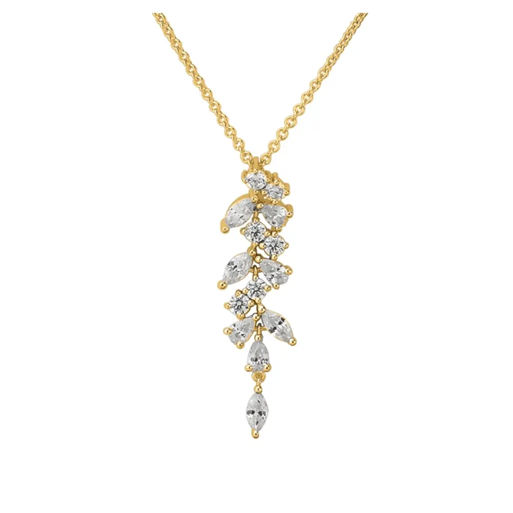 Foldplattierte Silber 925 Kette mit Anhänger aus vielen Zirkonia im Zoom