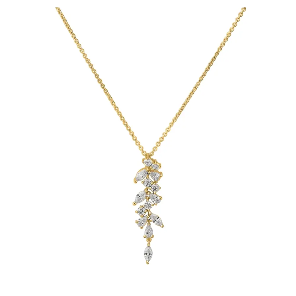 Foldplattierte Silber 925 Kette mit Anhänger aus vielen Zirkonia