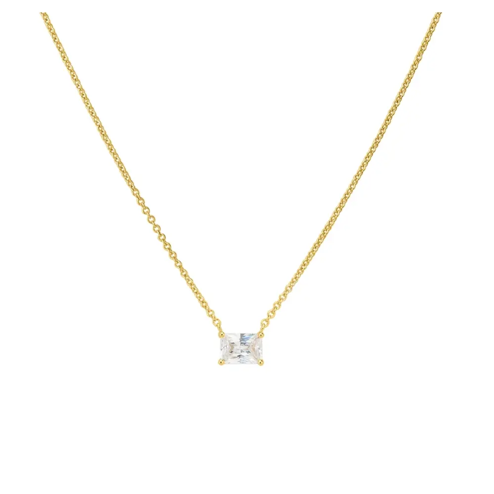 Kette aus goldplattiertem Silber 925 mit großem rechteckigen Zirkonia