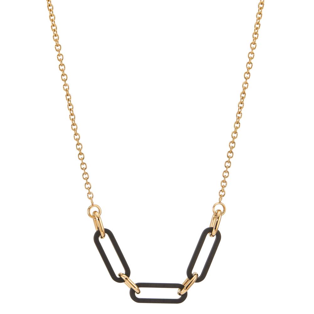 Collier aus mit 14 K Gelbgold vergoldeten Edelstahl mit drei Carbon-Segmenten