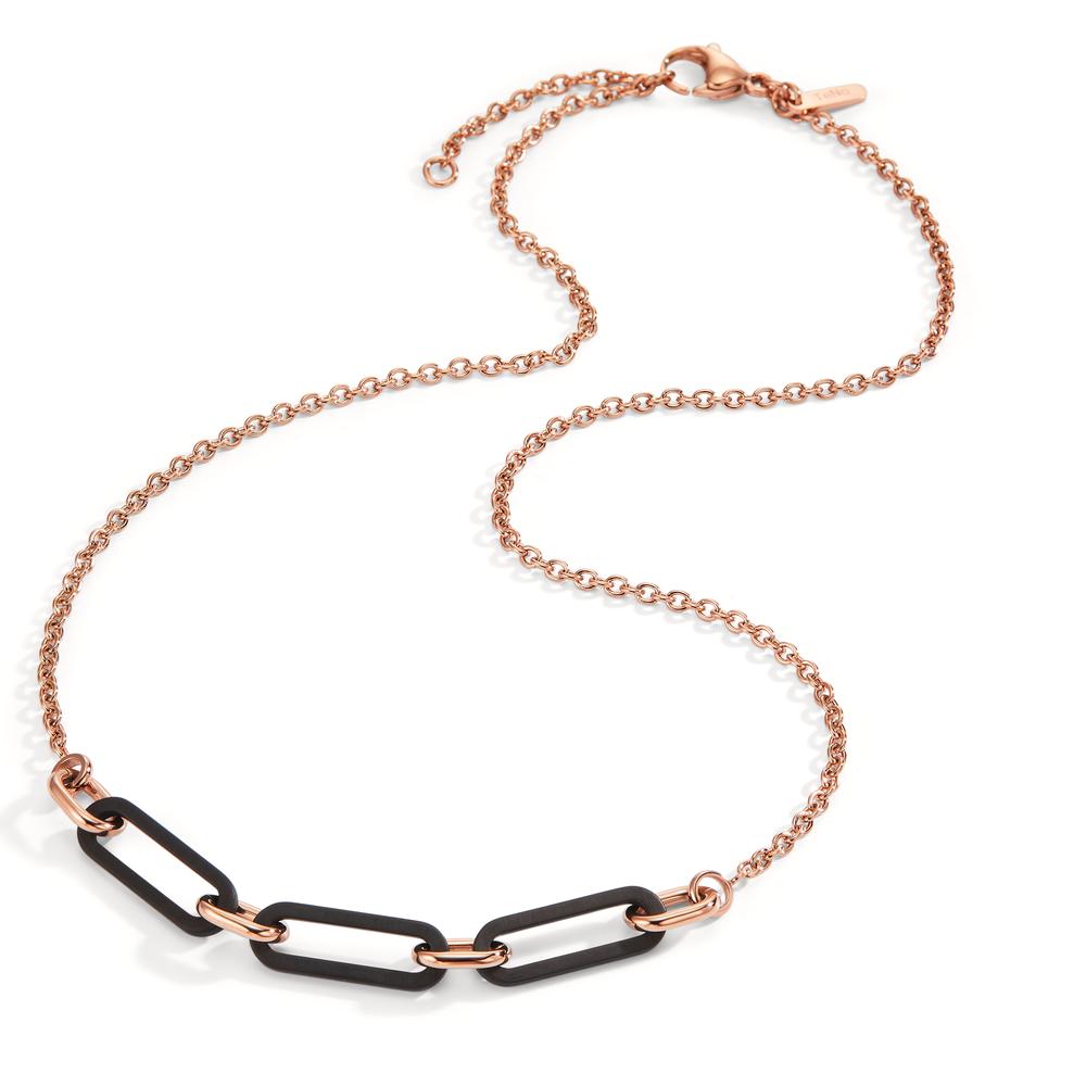 Collier aus mit 14 K Roségold vergoldeten Edelstahl mit Carbon