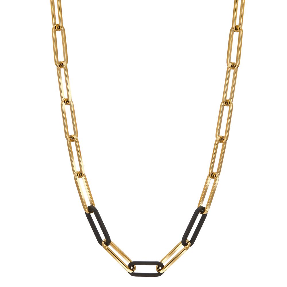 Collier aus Edelstahl mit 14 K Gelbgold und Carbon
