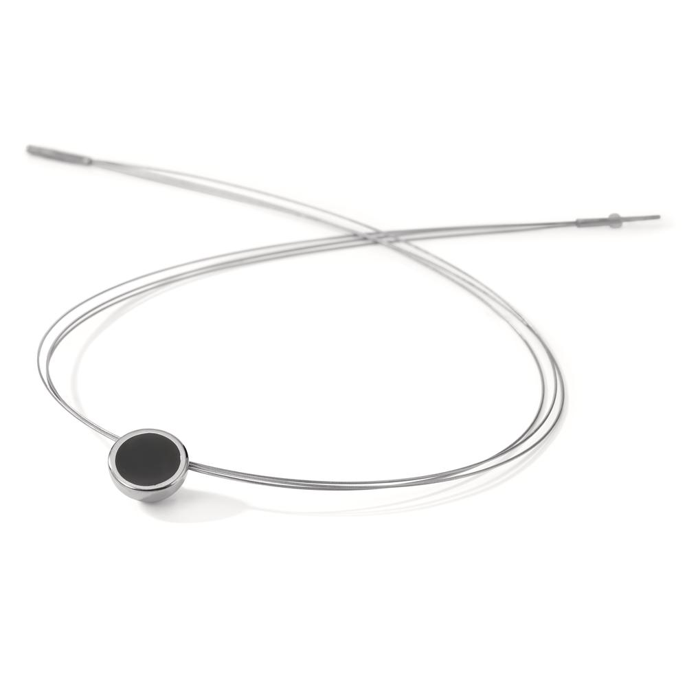 Seil-Collier aus Edelstahl mit Anhänger mit schwarzer Emaille