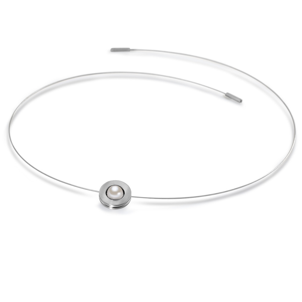 Edles Seilcollier mit Anhänger aus Süßwasserzuchtperle und Edelstahl 3967551
