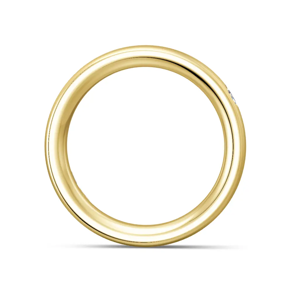 Gelbgold Verlobungsring mit Längstmattierung und 0,1 Karat Diamanten seitlich