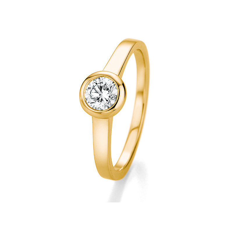 Erhabener Gelbgold Antragssring mit einem stilvollen Diamanten 121118