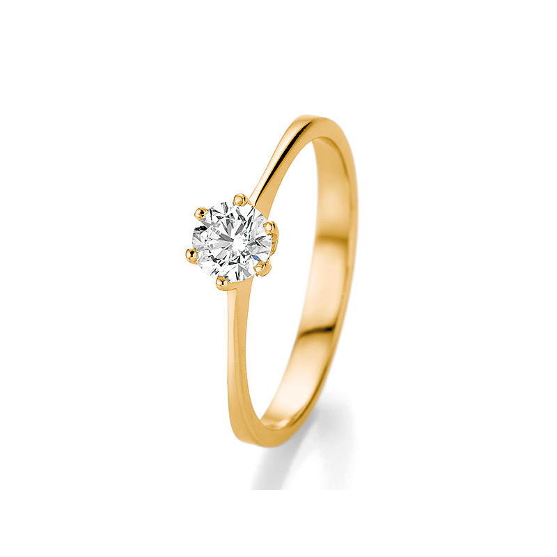 Einmaliger Gelbgold Verlobungsring mit hervorstechendem Diamanten 121113