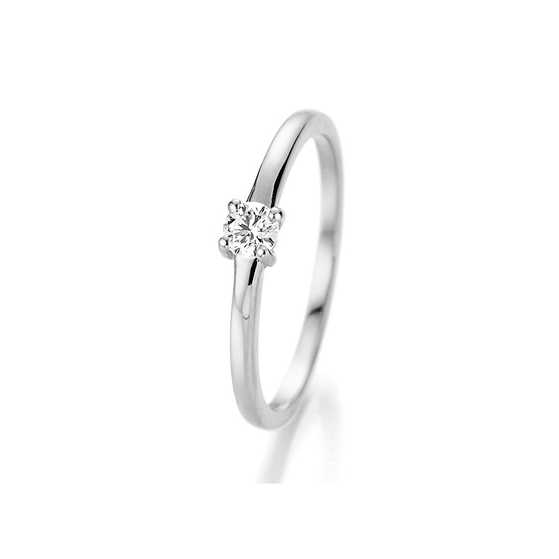 Eleganter Verlobungsring aus Weissgold mit von Krappen festgehaltenen Diamanten 121076