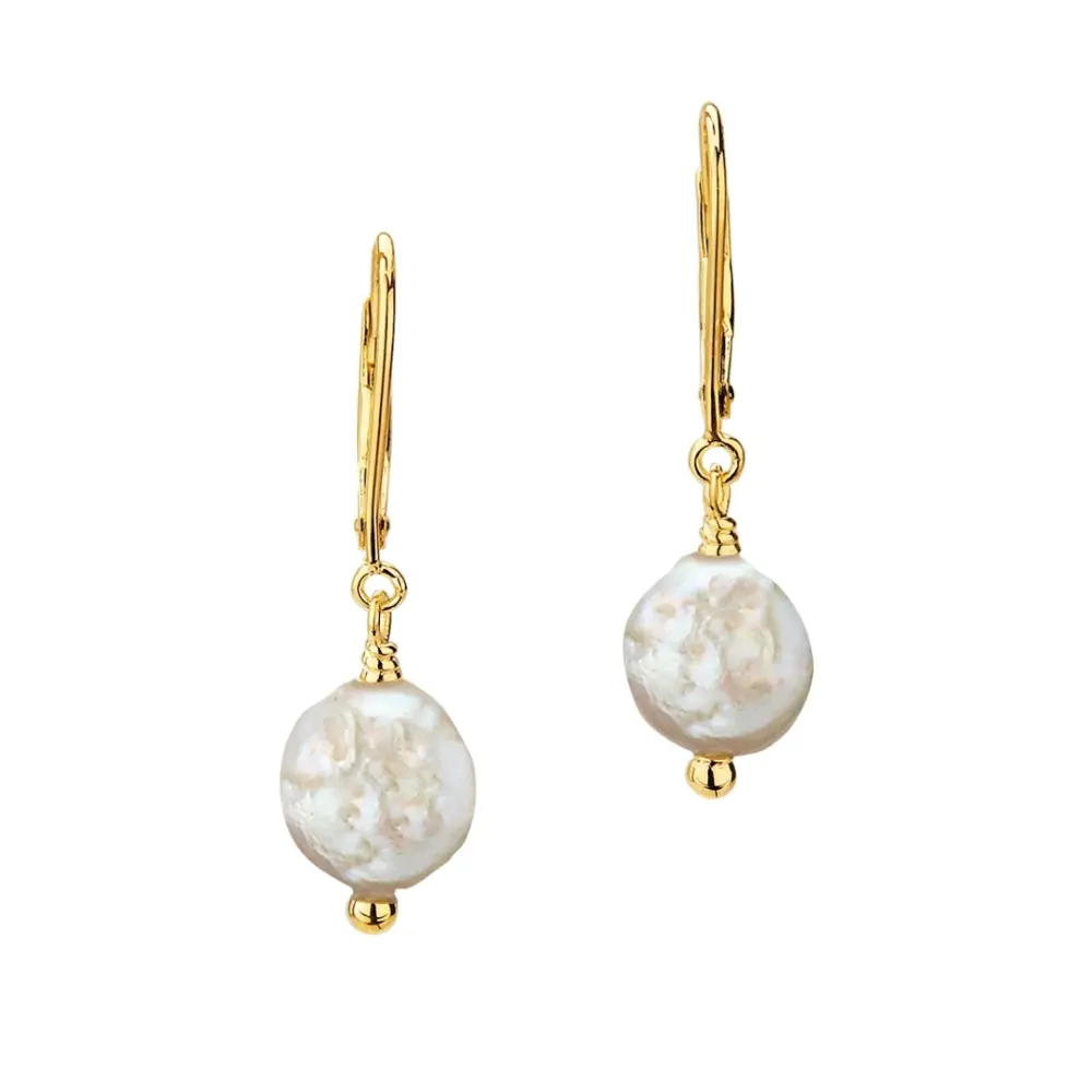 Goldplattierte Silber 925 Ohrhänger mit Zuchtperlen