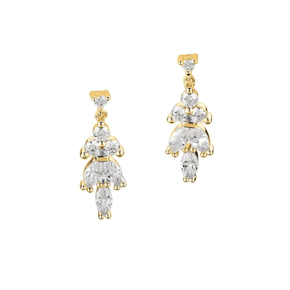 goldplattierte Silber 925 Ohrhänger mit vielen Zirkonia