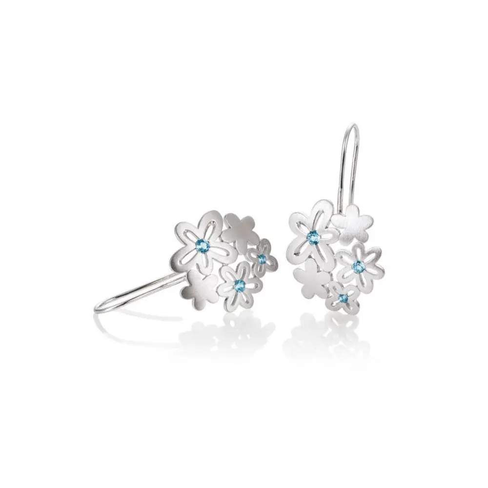 Ohrstecker aus Silber 925 mit Blumen Muster und 4 Topasen