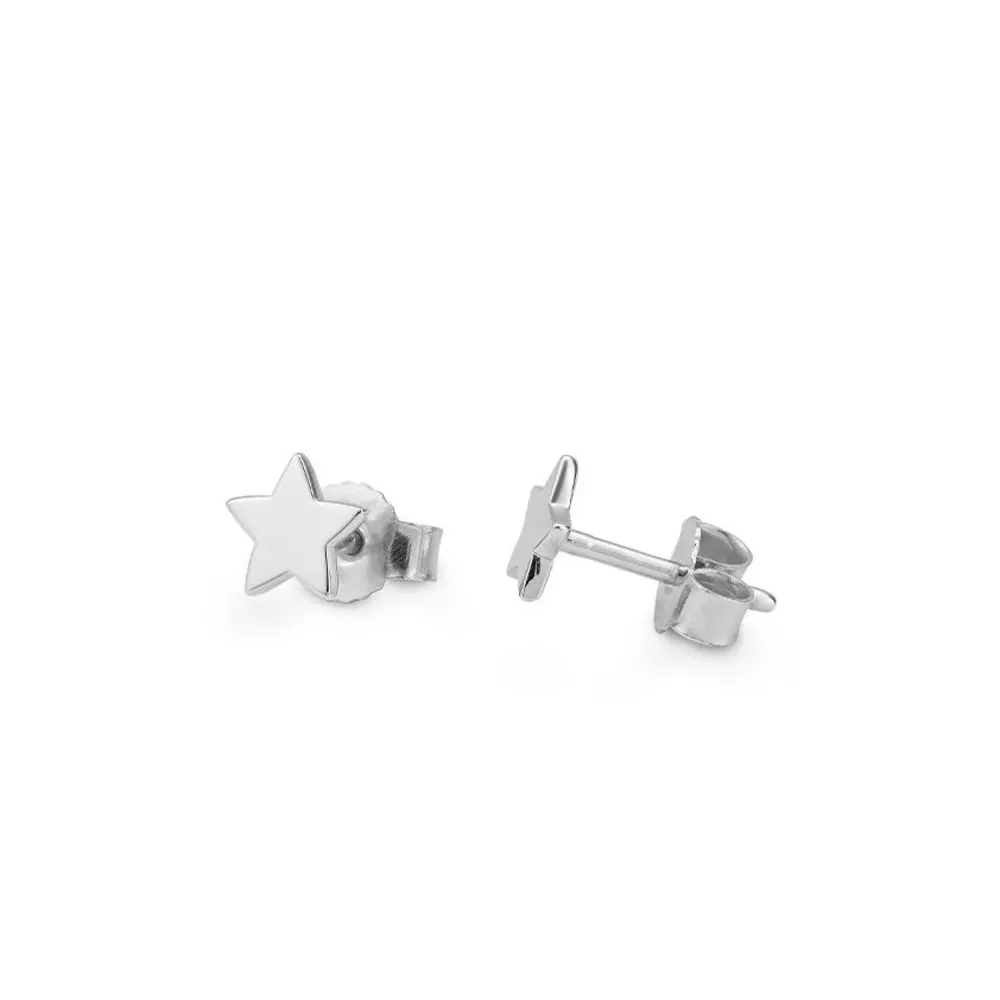 Ohrstecker aus Silber 925 mit Rhodinierung und Sternform seitlich