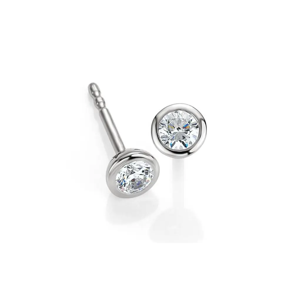 Ohrstecker aus rhodiniertrem Silber 925 mit Zirkonia in Zargenfassung