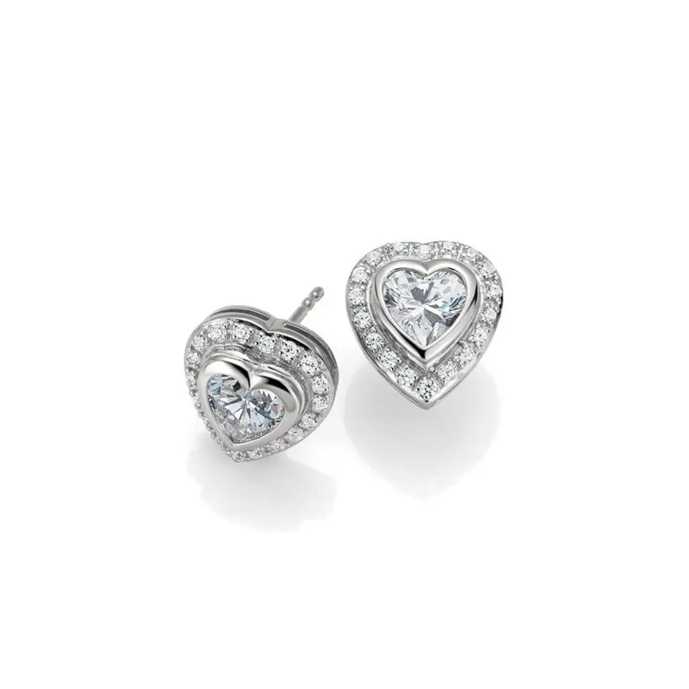 Ohrstecker aus Silber 925 mit 38 Zirkonia und Rhodinierung