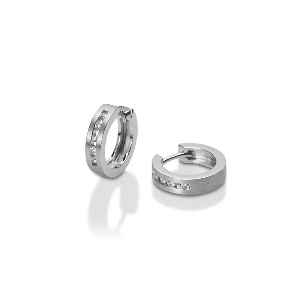 Creolen aus Silber 925 mit 10 Zirkonia und Rhodinierung