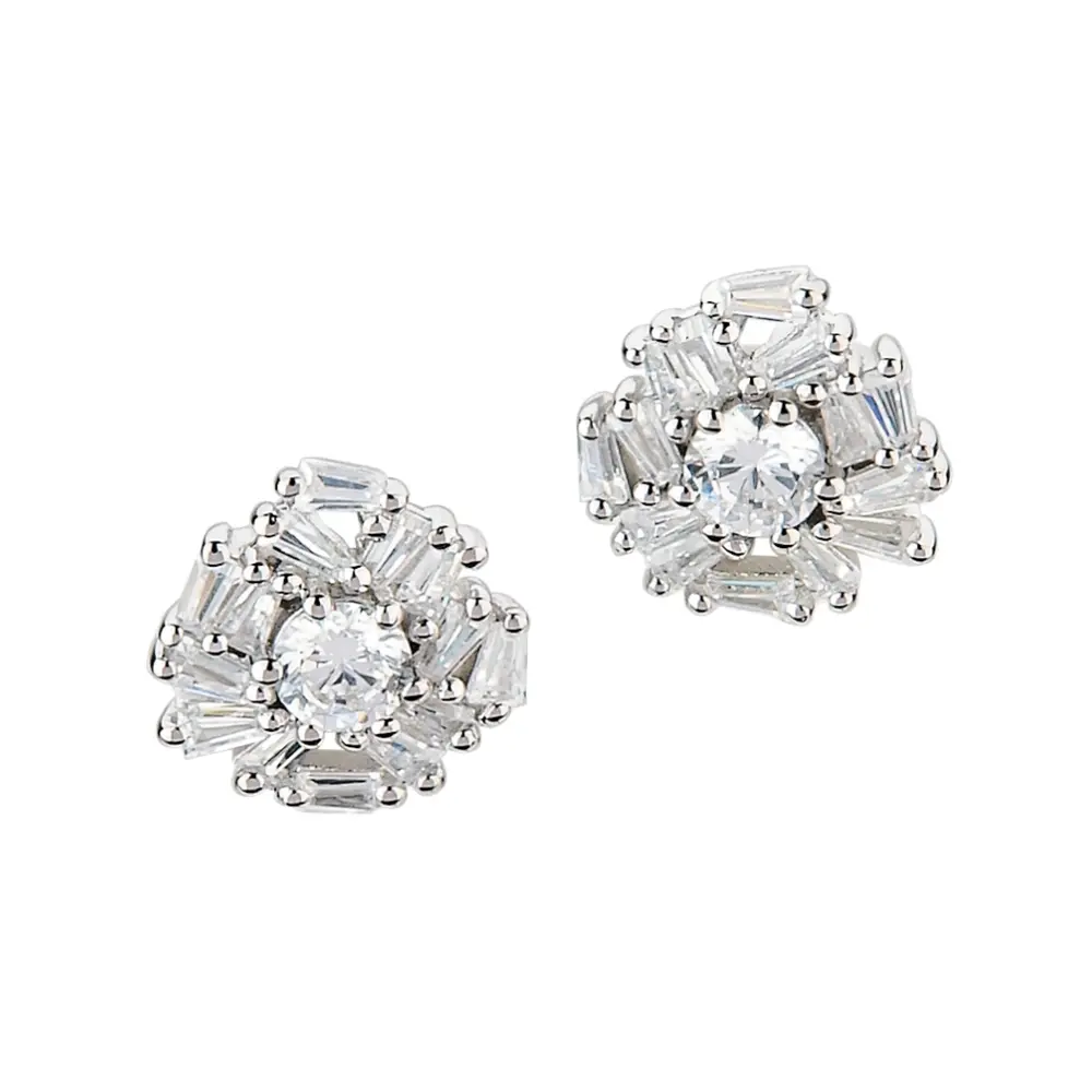 Blumig gestaltete Silber 925 Ohrstecker mit funkelnden Zirkonia