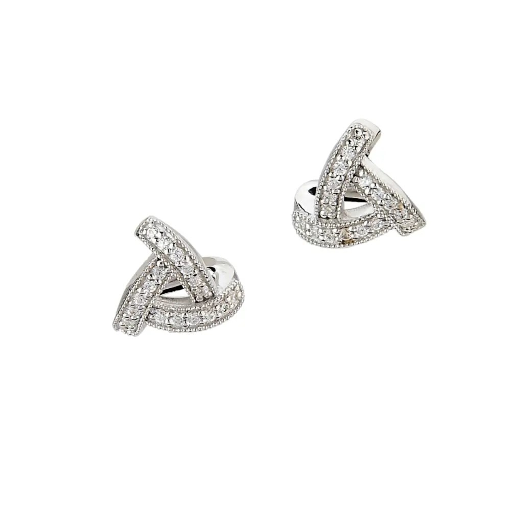 Silber 925 Ohrstecker mit vielen Zirkonia als Dreiecke gestaltet
