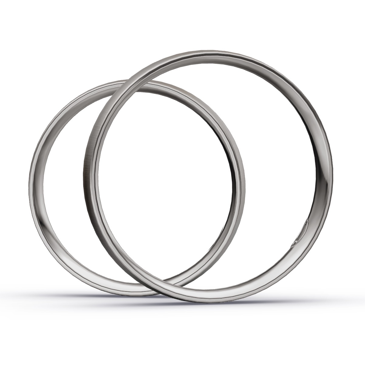 Palladium 500 Eheringe mit Diamanten und quermatter Oberfläche in Seitenansicht