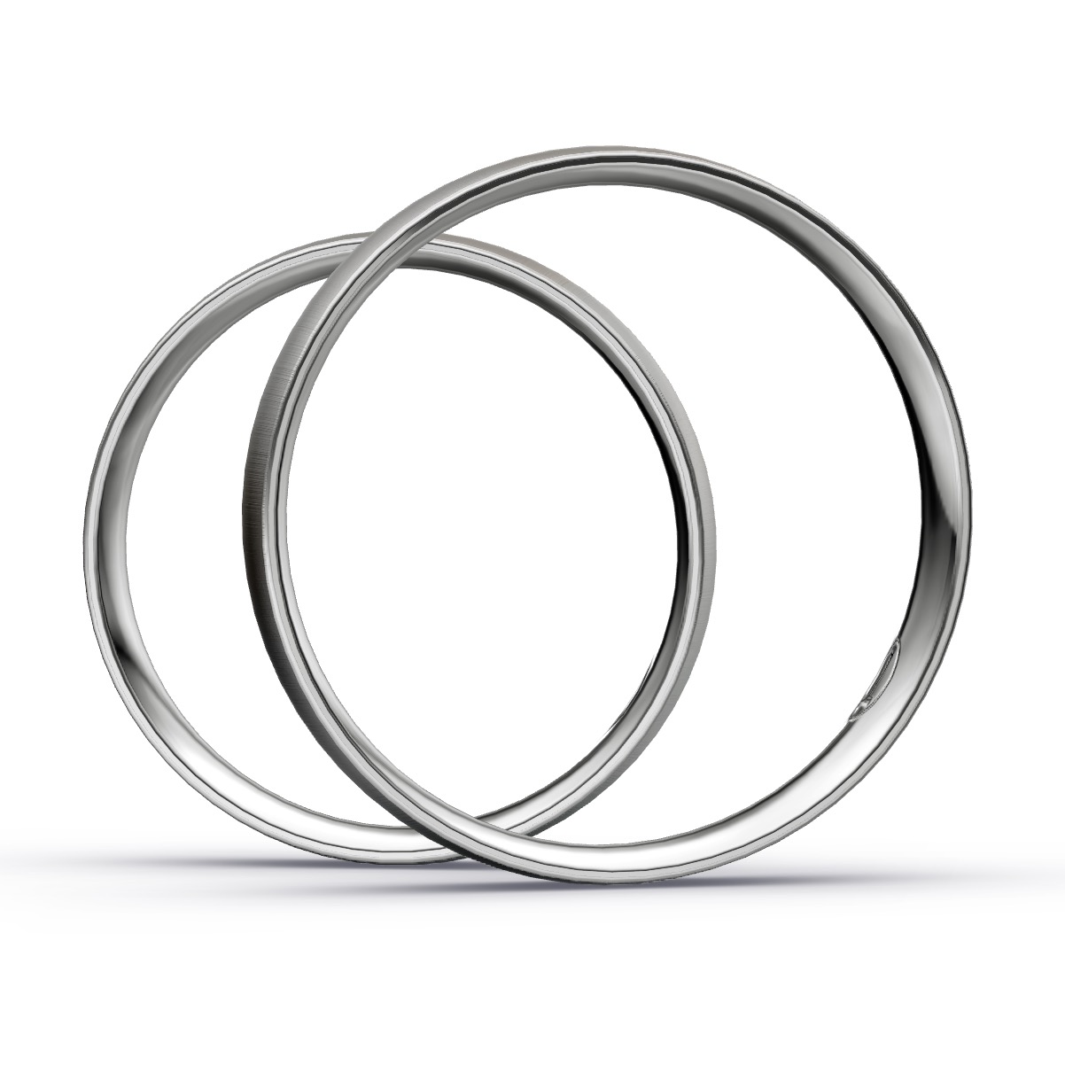 Platin Eheringe mit Diamanten und quermatter Oberfläche in Seitenansicht