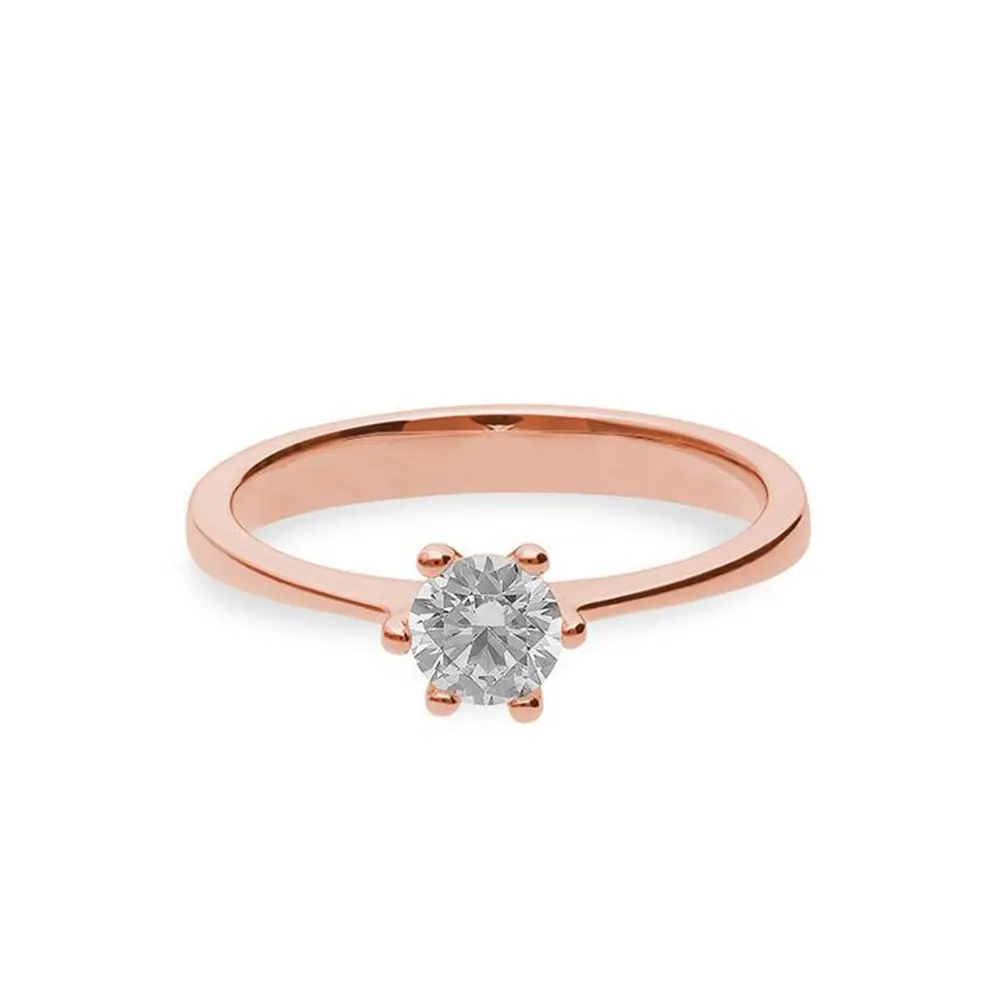 Klassischer Roségold Verlobungsring Diamantring mit 0.5 Karat Brillanten frontal