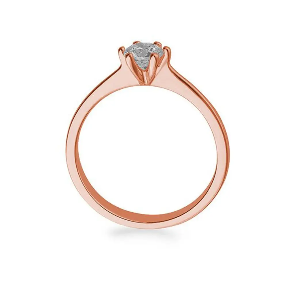 Klassischer Roségold Verlobungsring Diamantring mit 0.5 Karat Brillanten in Seitenansicht