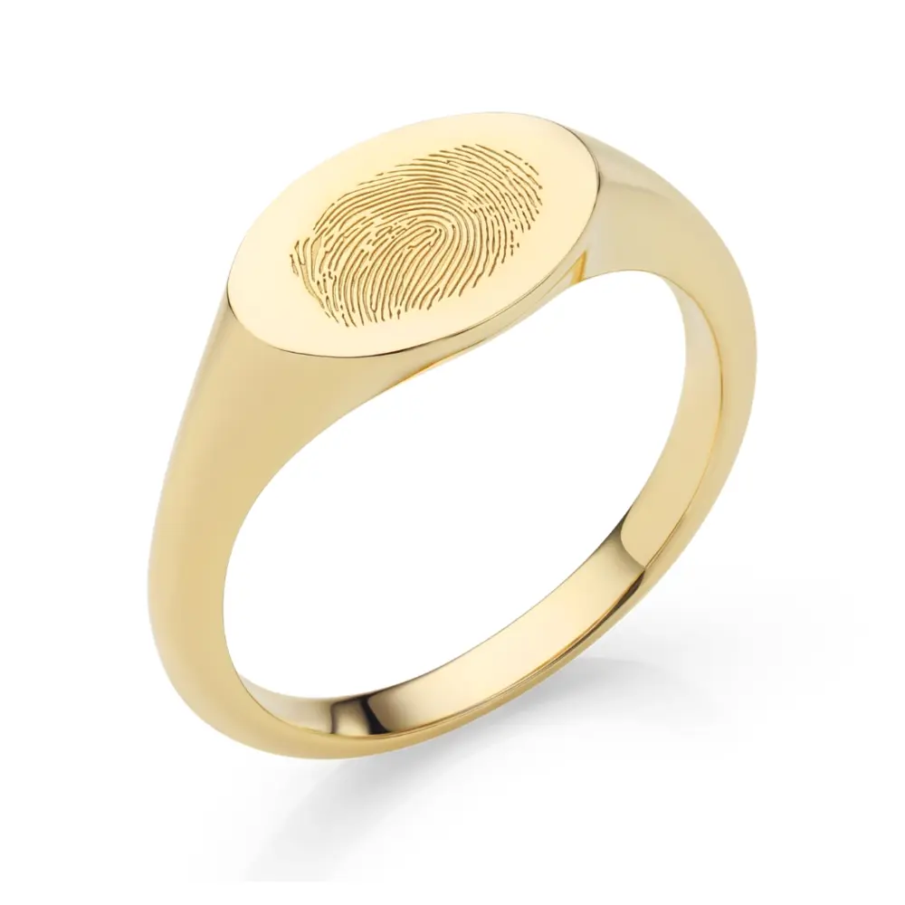 Siegelring aus goldplattiertem Silber mit Fingerabdruck