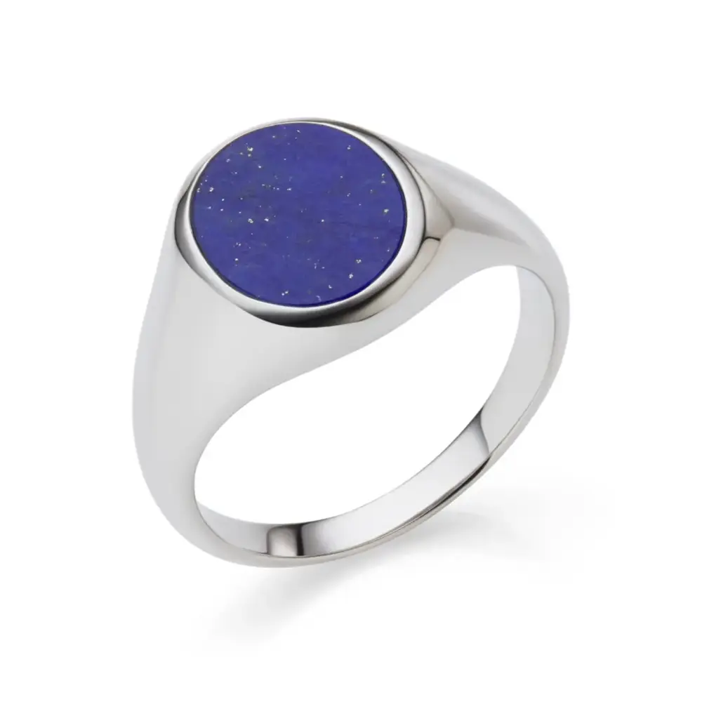 Farbiger Siegelring aus 925 Silber mit Lapislazuli-Einlage