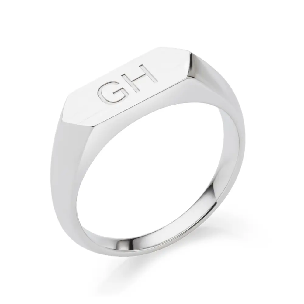 Eleganter Siegelring aus 925 Silber mit zwei Buchstaben