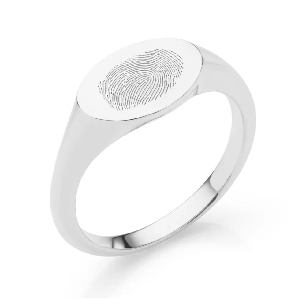 Siegelring aus poliertem Silber 925 mit Ihrem eigenen Fingerabdruck