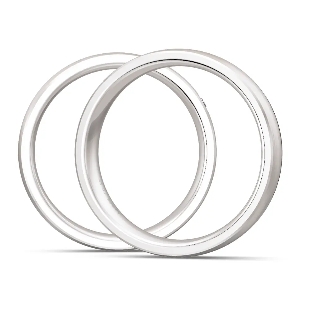 925er Silber Trauringe mit Carbonstreifen und Labor-Diamant seitlich