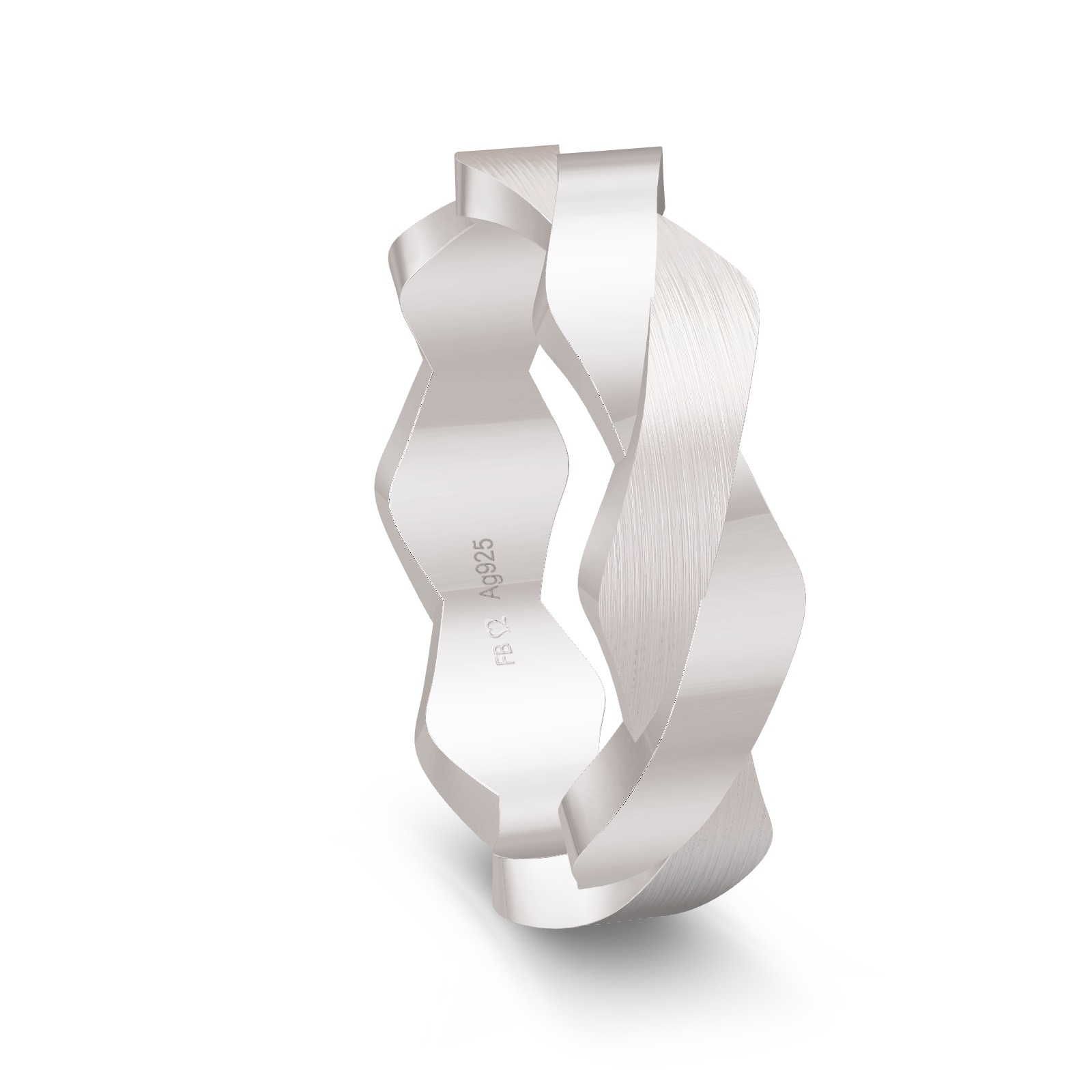 Trauring aus rhodiniertem Silber 925 in geflochtenem Design