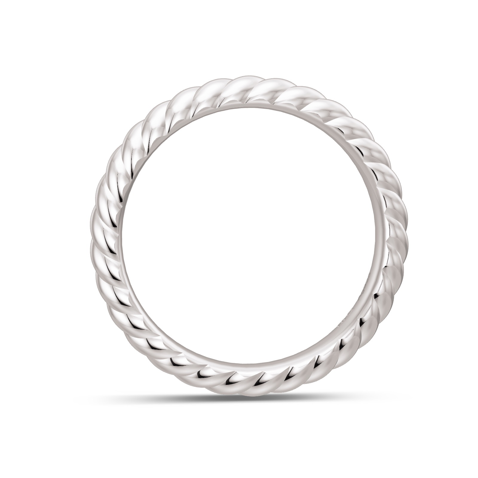 Trauring aus rhodiniertem Silber 925 in gekordeltem Design in Seitenansicht