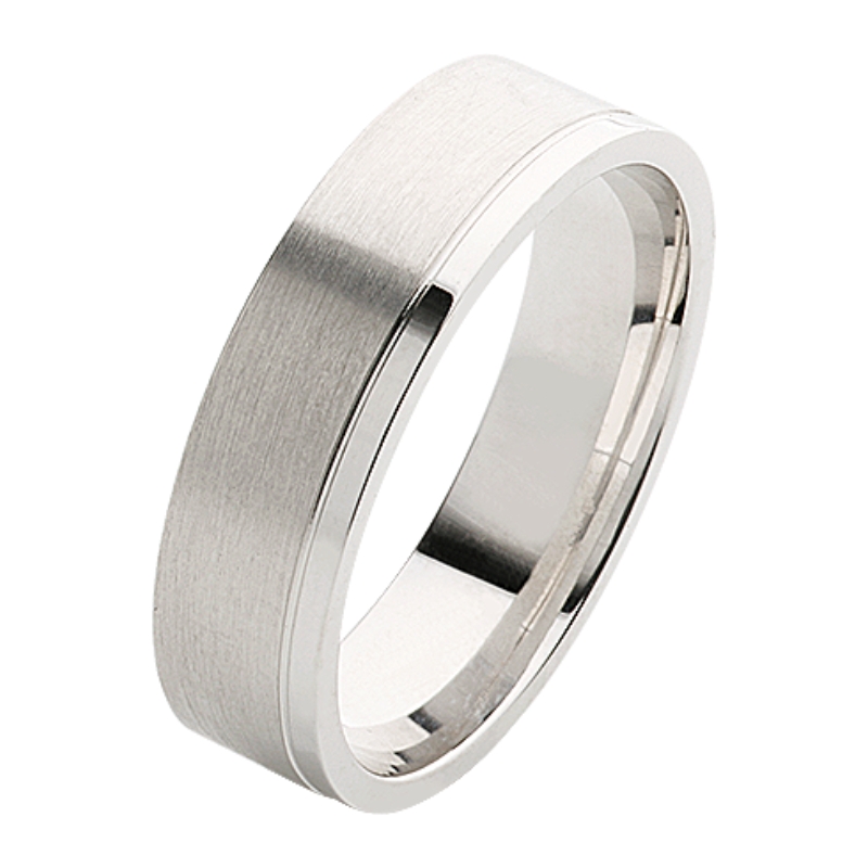Rhodinierter Silberring mattiert mit poliertem Rand