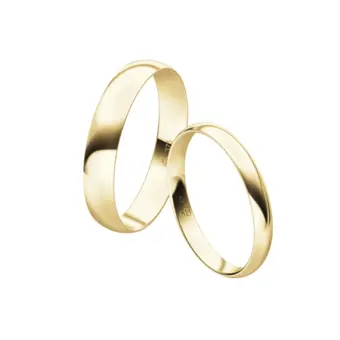 Eheringe aus Gelbgold in zwei Breiten - 2,5 mm und 4 mm poliert