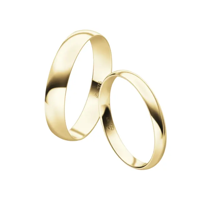 Eheringe aus Gelbgold in zwei Breiten - 2,5 mm und 4 mm poliert