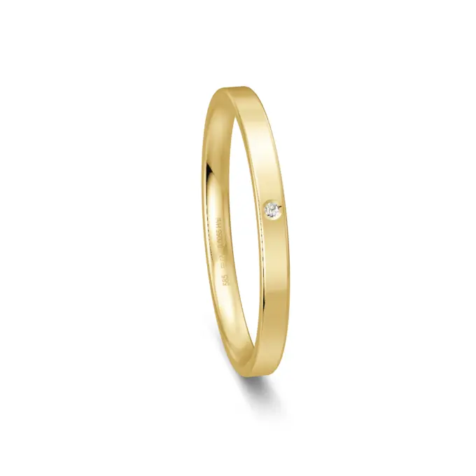 Gelbgold Ehering mit Polierung und Diamanten