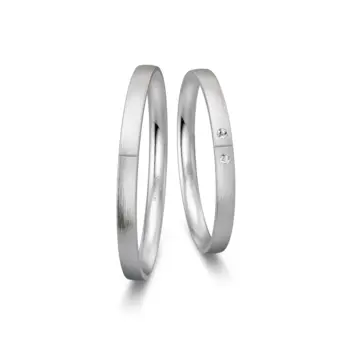 Platin Eheringe mit 2 Diamanten und Querrille 2 mm breit