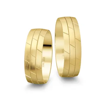 Gelbgold Eheringe mit geometrischem Muster und Mattierung