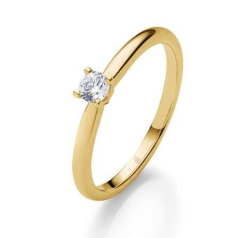 Solitairering aus Gelbgold mit Diamant in Krappenfassung
