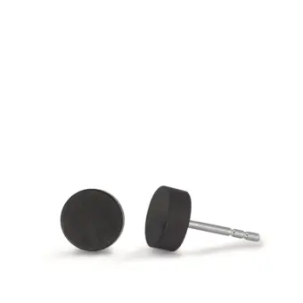 Ohrstecker aus Carbon schwarz und rund