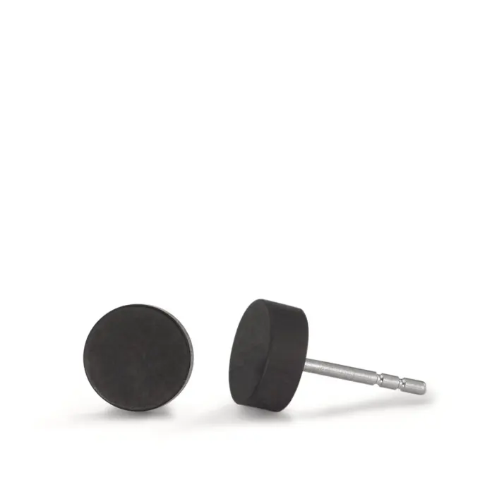 Ohrstecker aus Carbon schwarz und rund