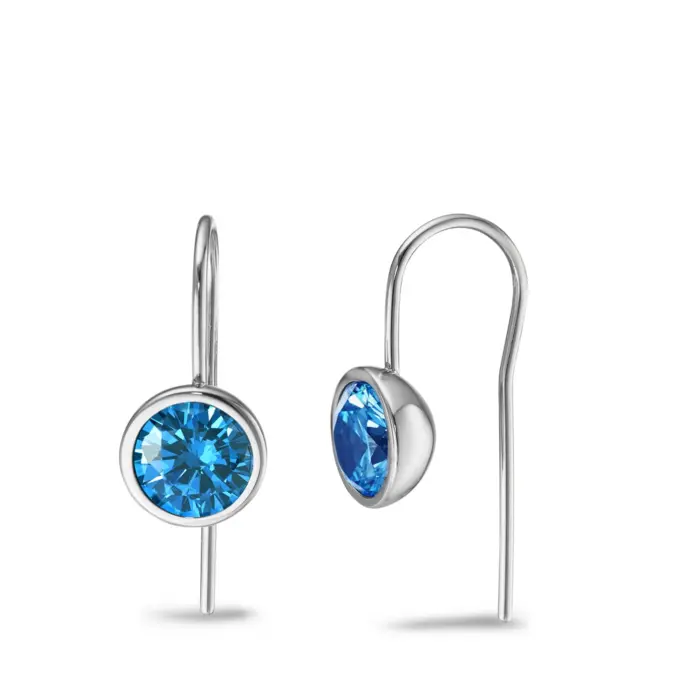 Edelstahl Ohrhänger mit blauen Zirkonia